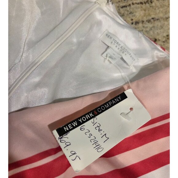 New! New York & Company Dress Pink Black Women's M Chevron Sleeveless Sheath NWT - Picture 10 of 15